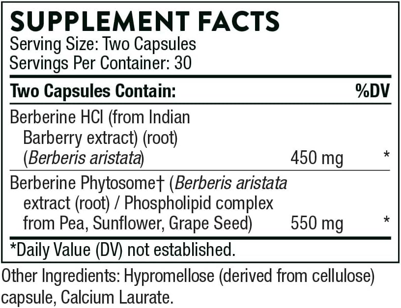 THORNE - Berberine - Dual Action Formula with Phytosome Plus Botanical Extract - 60 Capsules - 30 Servings