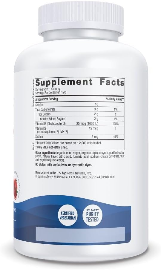 Nordic Naturals Vitamin D3 + K2 Gummies