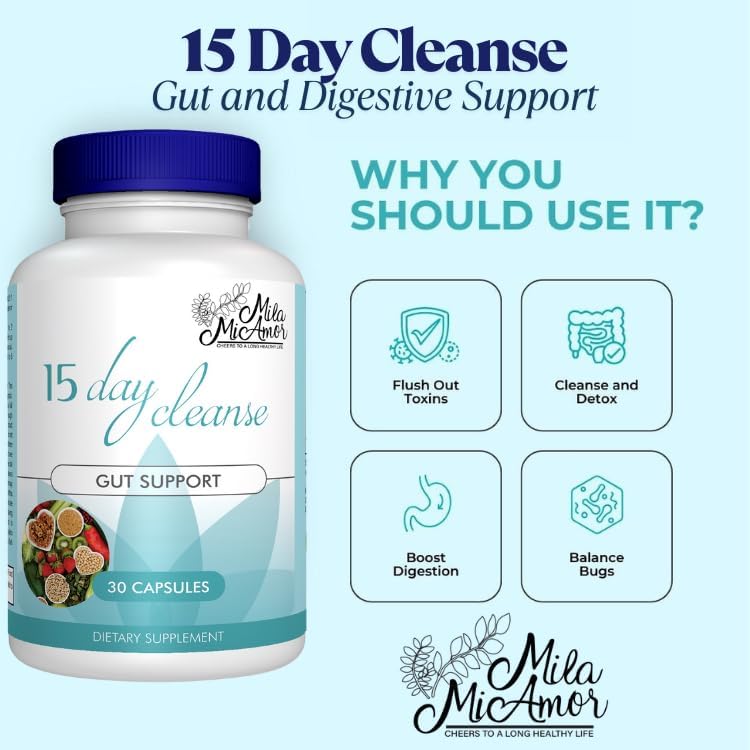 Milamiamor 15 Day Cleanse - Gut and Colon Support - Advanced Gut Cleanse Detox for Women & Men with Senna