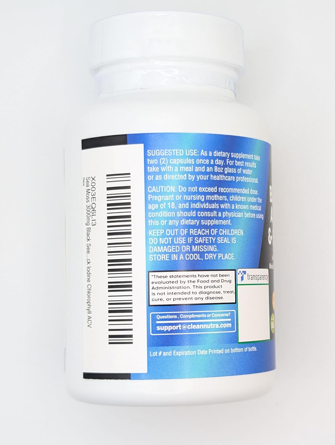 Clean Nutraceuticals Sea Moss Black Seed Oil Ashwagandha Turmeric Bladderwrack Burdock