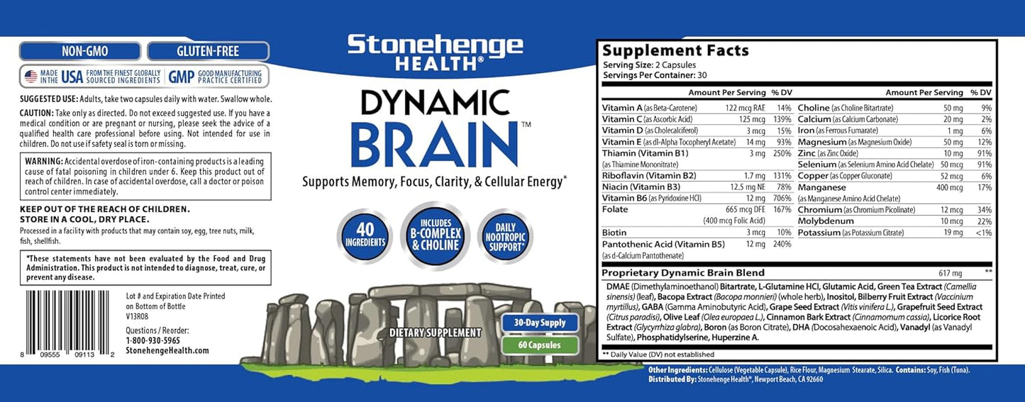 Stonehenge Health Dynamic Brain Supplement - 60 Count
