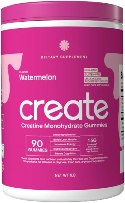 Create Creatine Monohydrate Gummies for Men &amp; Women Flavor Watermelon