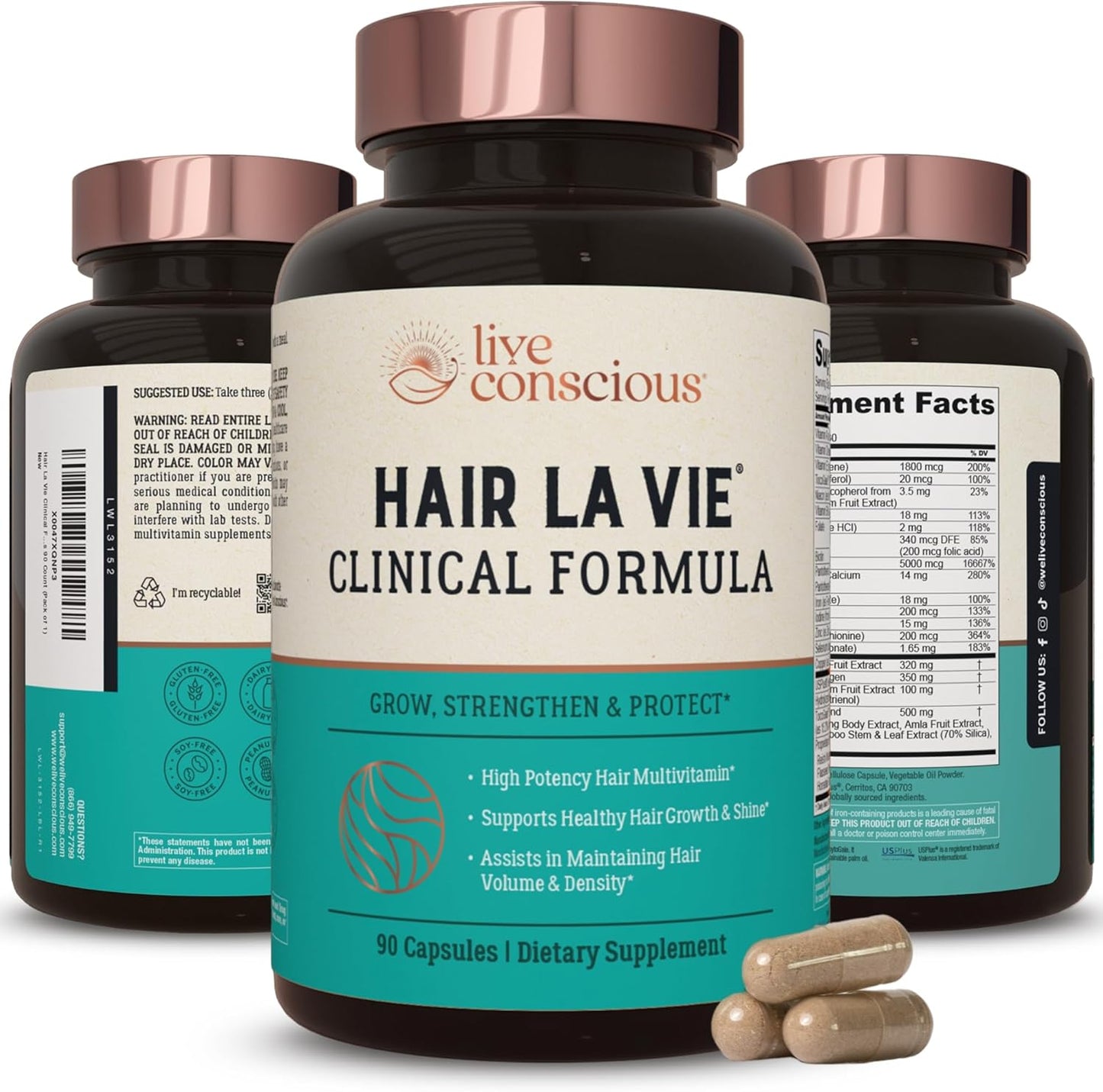 Hair La Vie Live Conscious Clinical Formula Hair Growth Vitamins for Women and Men