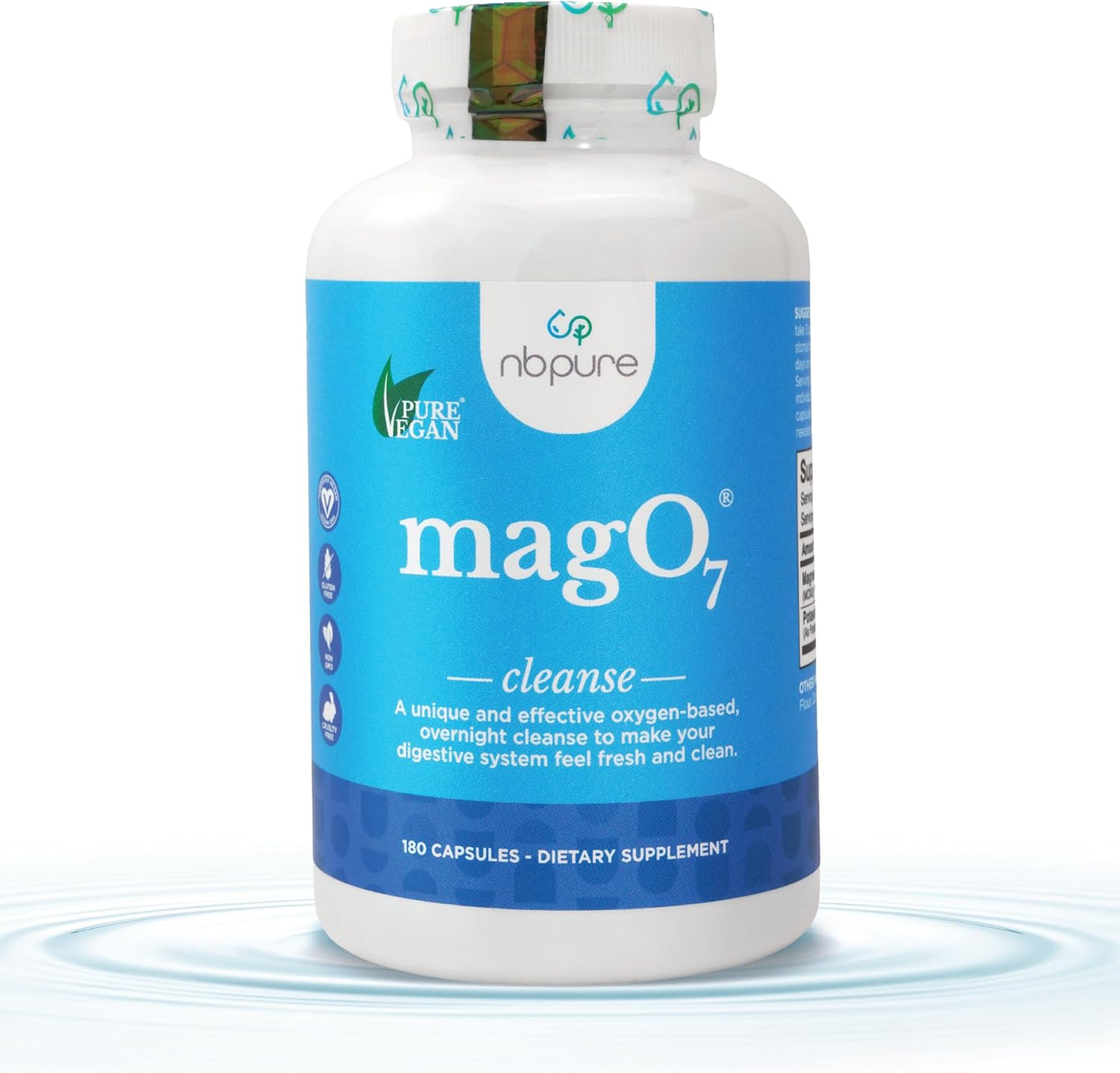 nbpure MagO7 - Natural Colon Cleanse & Detox for Men & Women - Ozonated Magnesium Oxide, 180 Capsules
