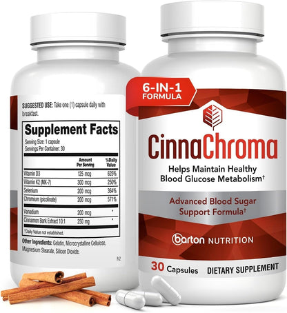 CinnaChroma Capsules - Cinnamon Supplements - Natural Sugar Blocker - 30 Capsules, 1 Month Supply
