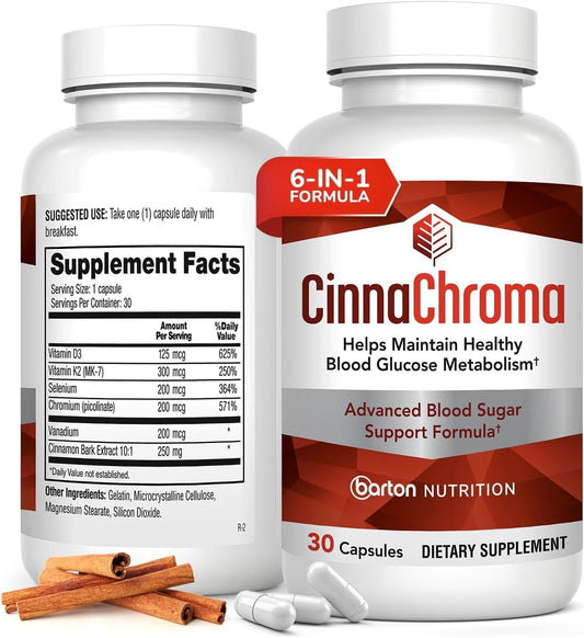 CinnaChroma Capsules - Cinnamon Supplements - Natural Sugar Blocker - 30 Capsules, 1 Month Supply