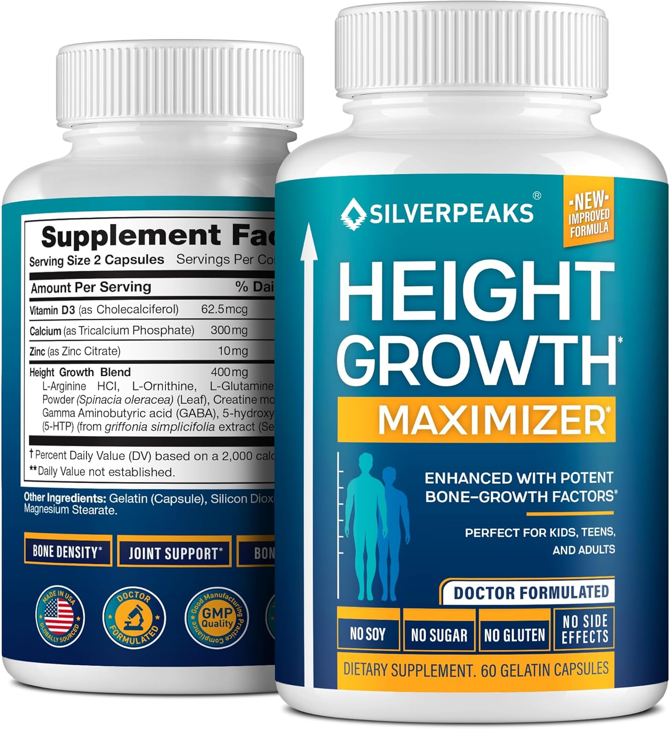 Growth Capsules to Grow Taller - Height Growth Maximizer with Calcium for Bone Strength, Made in USA