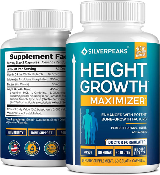Growth Capsules to Grow Taller - Height Growth Maximizer with Calcium for Bone Strength, Made in USA