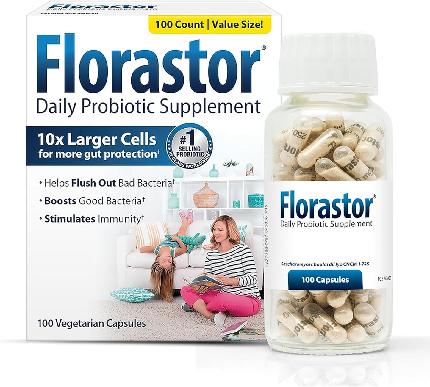 Florastor Probiotics for Digestive and Immune Health, 100 Capsules, Probiotics for Women &amp; Men