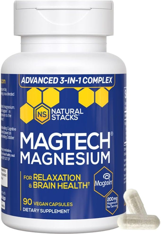MagTech Magnesium Supplement - Supports Relaxation &amp; Brain Health - 90 Capsules