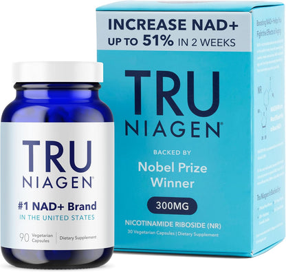 TRU NIAGEN Patented NAD+ Supplement for Anti Aging and Cell Regeneration, 300 mg Niagen, 90 Servings | 1 Bottle