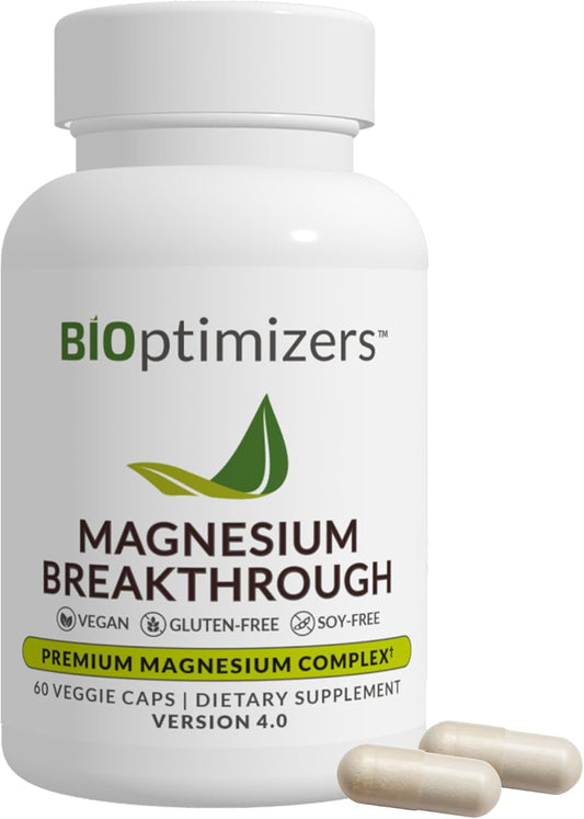 BIOptimizers Magnesium Breakthrough Supplement 4.0-7 Forms of Mg, Natural Support for Sleep and Cognitive Function- 60 Capsules