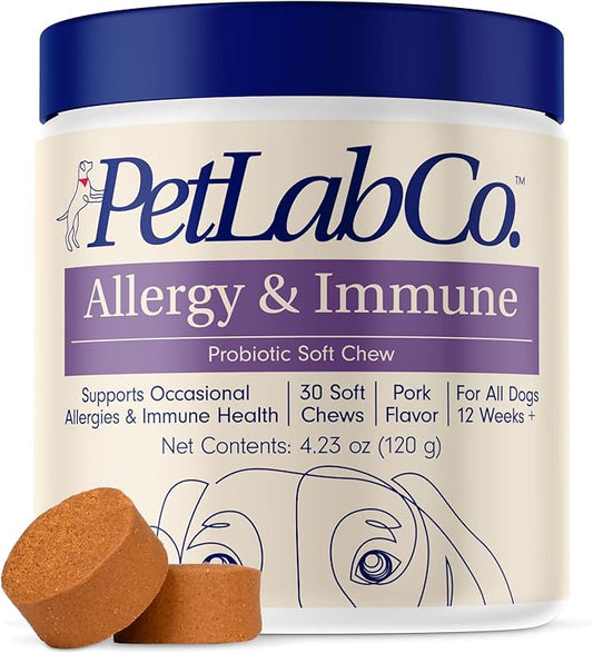 PetLab Co. Allergy &amp; Immune Probiotics for Dogs, Support Seasonal Allergies - 30 Soft Chews