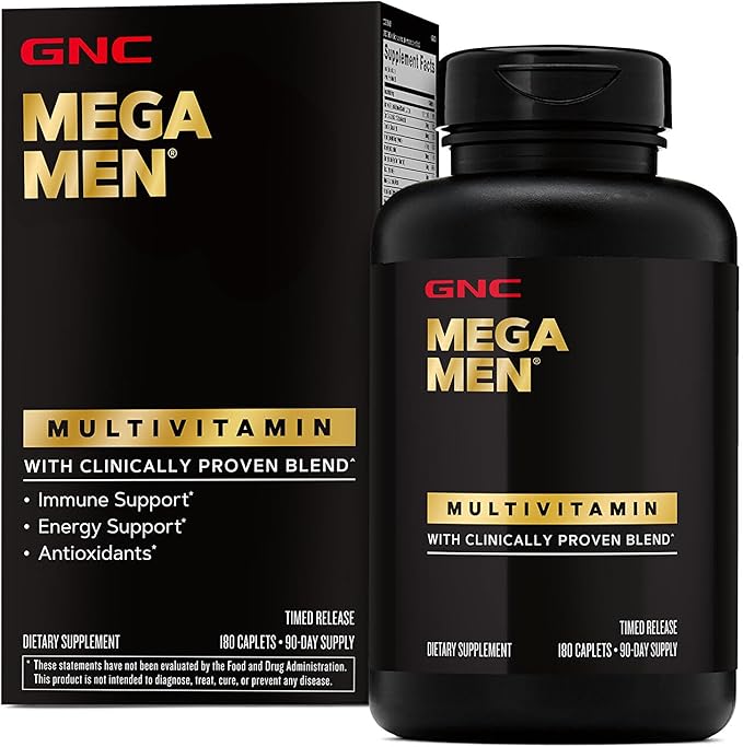 GNC Mega Men Multivitamin Caplets, Clinically Proven to Feel Better