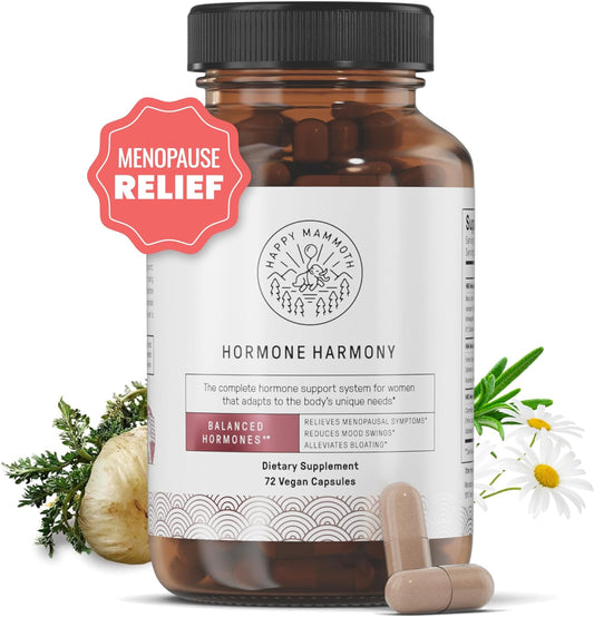 Happy Mammoth Hormone Harmony Natural Hormonal Support for Women, 72 Capsules.