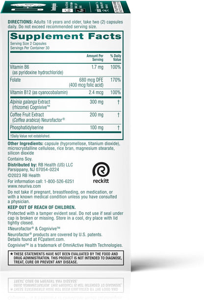 NEURIVA Ultra Decaffeinated Clinically Tested Nootropic Brain Supplement