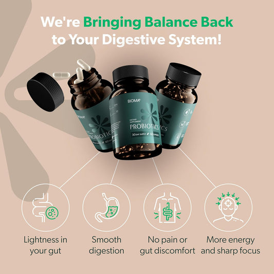 BIOMA Probiotics for Weight Management &amp; Digestive Health, 3 in 1 Gut Health Probiotics  (60 Caps)