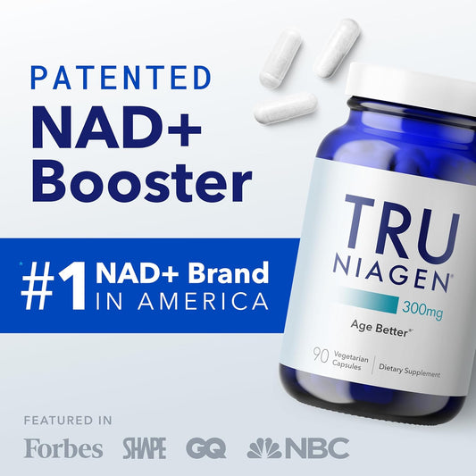 TRU NIAGEN Patented NAD+ Supplement for Anti Aging and Cell Regeneration, 300 mg Niagen, 90 Servings | 1 Bottle