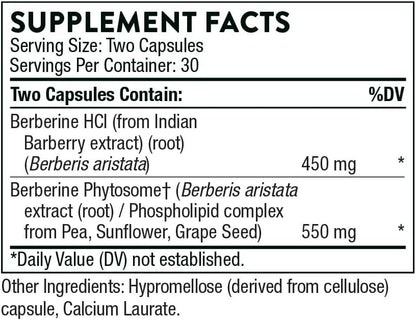 THORNE - Berberine - Dual Action Formula with Phytosome Plus Botanical Extract - 60 Capsules - 30 Servings