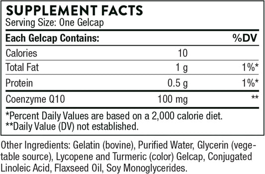 THORNE - CoQ10 (Formerly Q-Best 100)-Free Dietary Supplement Support for Heart Health &amp; Brain Function* - 60 Gelcaps