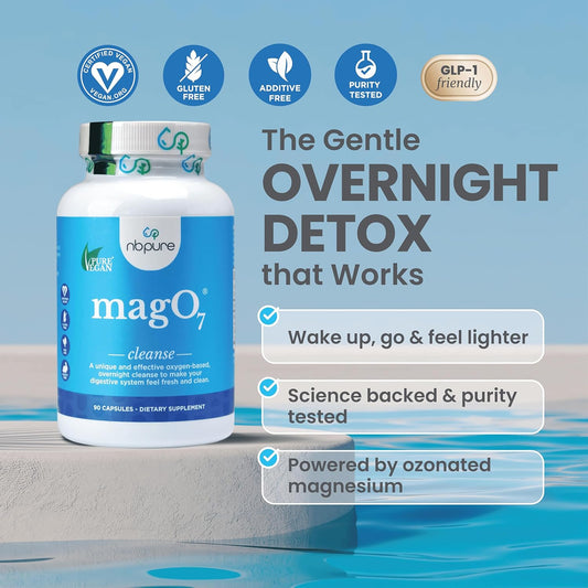 nbpure MagO7 - Natural Colon Cleanse & Detox for Men & Women - Ozonated Magnesium Oxide, 180 Capsules