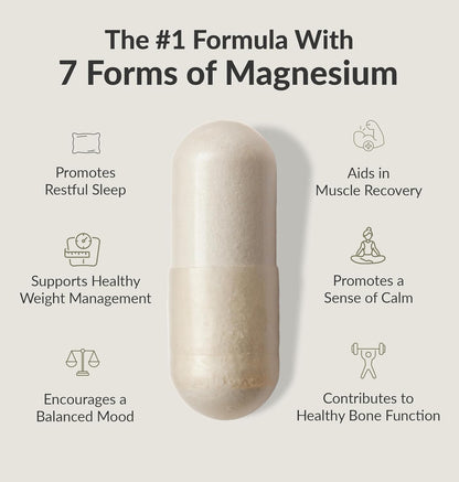 BIOptimizers Magnesium Breakthrough Supplement 4.0-7 Forms of Mg, Natural Support for Sleep and Cognitive Function- 60 Capsules