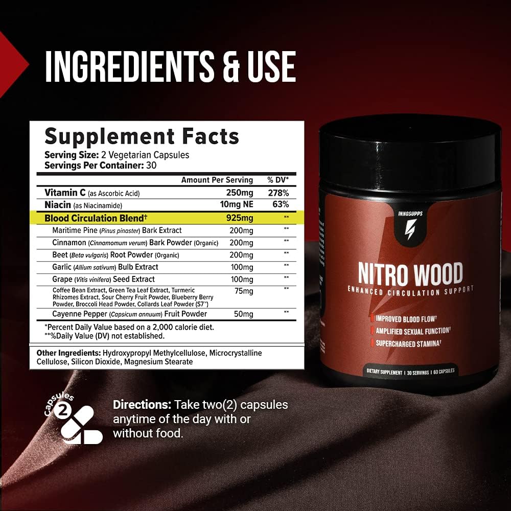 InnoSupps Nitro Wood - Supports Healthy Blood Flow  (60 Vegetarian Capsules)