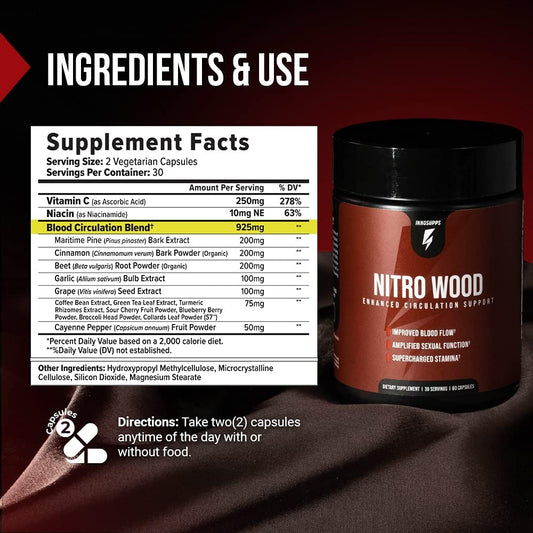 InnoSupps Nitro Wood - Supports Healthy Blood Flow  (60 Vegetarian Capsules)
