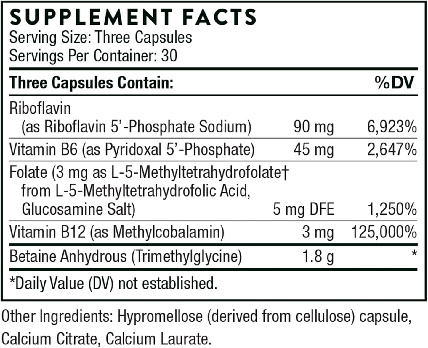 THORNE - Methyl-Guard Plus - Active folate (5-MTHF) with Vitamins B2, B6 & B12  - Gluten, Dairy &amp; Soy-Free - 90 Capsules