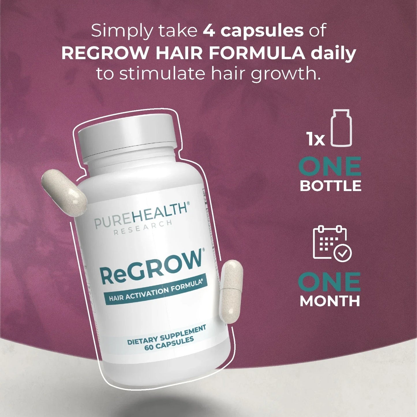 ReGrow Hair Growth Vitamins with Biotin, Hair Supplement by PureHealth Research