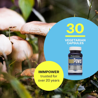 ImmPower, AHCC Mushroom Extract - Immune Support Supplement for Adults  - 30 Vegetarian Capsules, 500mg/capsule