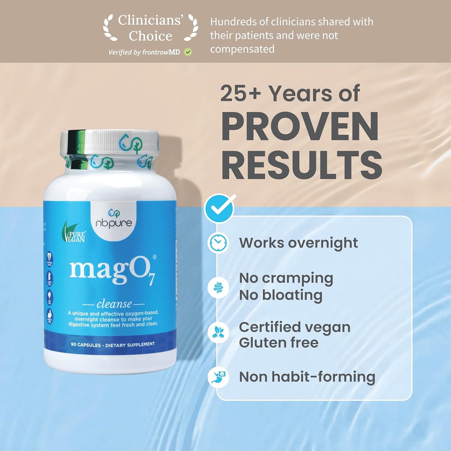 nbpure MagO7 - Natural Colon Cleanse & Detox for Men & Women - Ozonated Magnesium Oxide, 180 Capsules