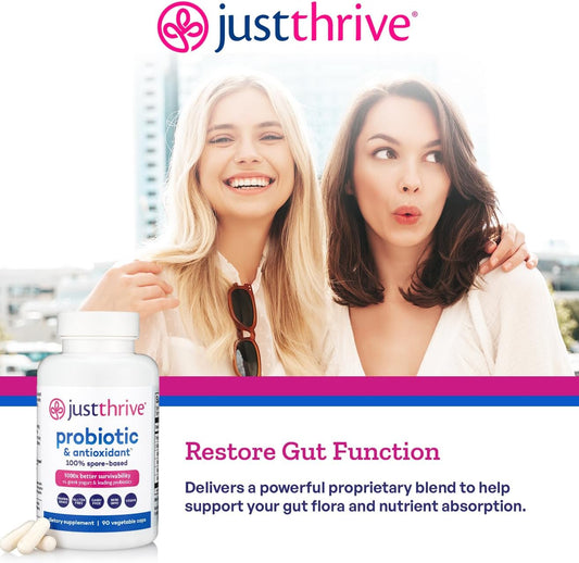 Just Thrive Probiotic &amp; Antioxidant Supplement - Gluten Free, 90 Caps