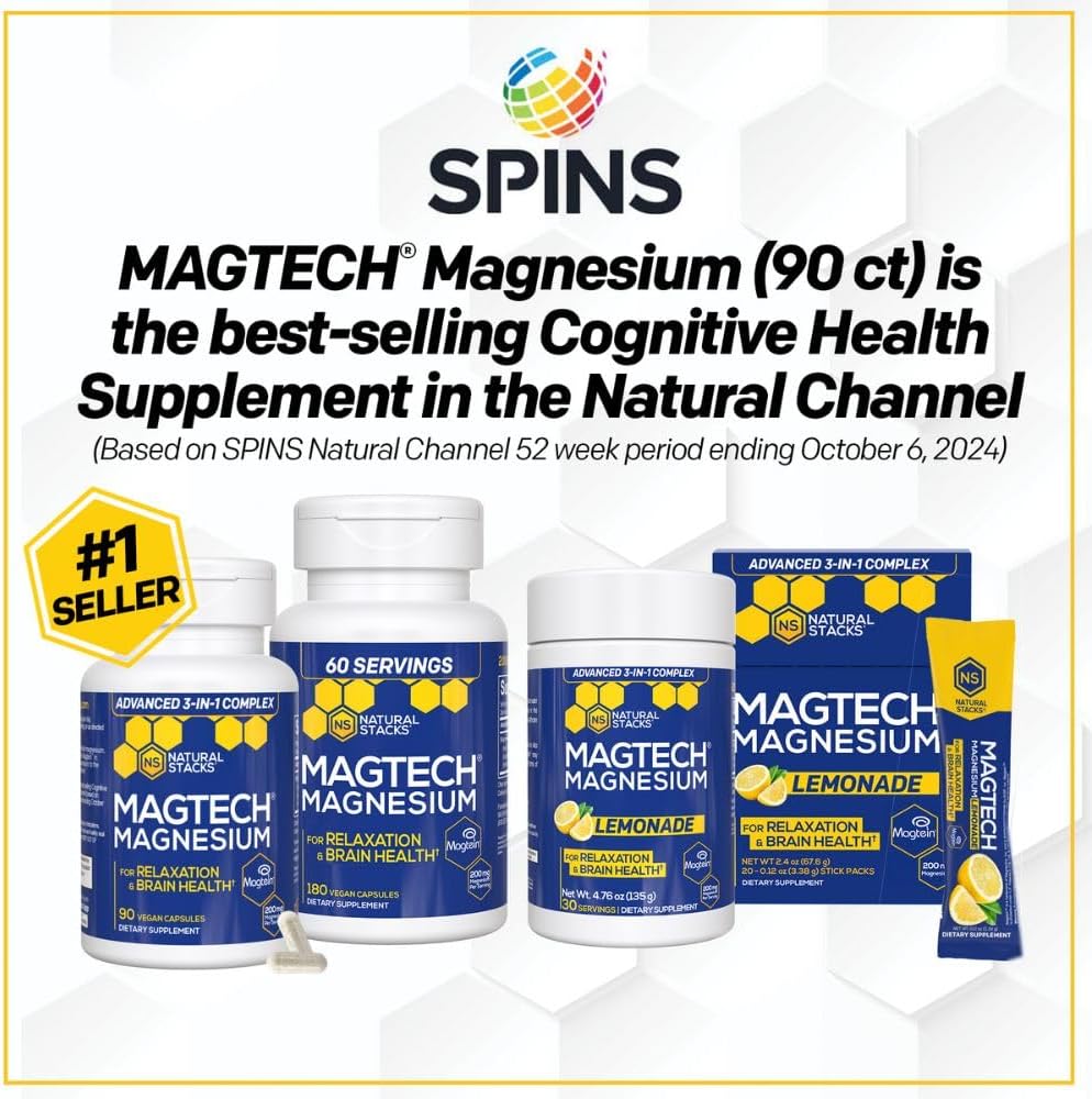 MagTech Magnesium Supplement - Supports Relaxation &amp; Brain Health - 90 Capsules