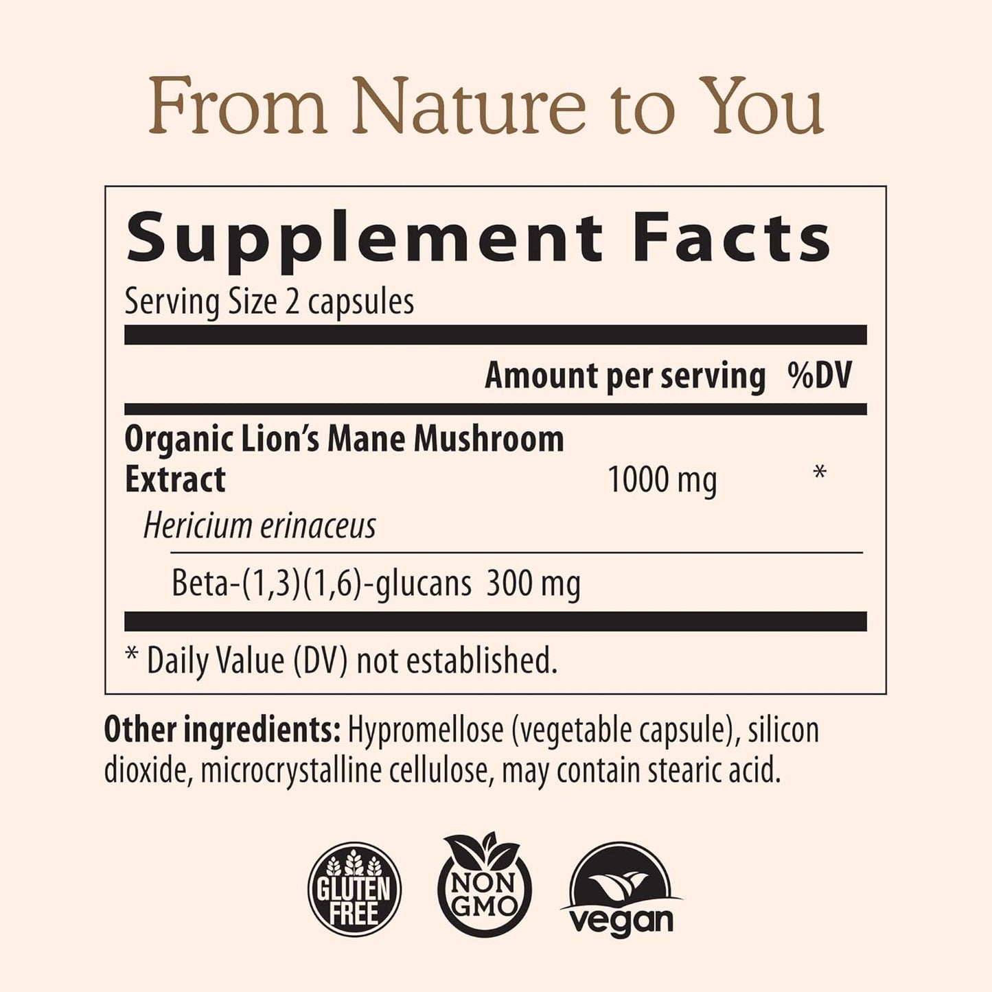 Real Mushrooms Lions Mane Supplement Capsules, Vegan Mushroom Supplements in 120 Capsules