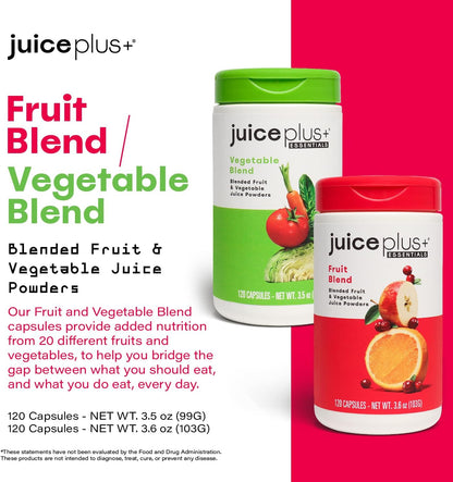 Juice Plus+ Fruit &amp; Vegetable Blend - Fruit and Vegetable Supplement  - 2 Bottles (120 Capsules Each)