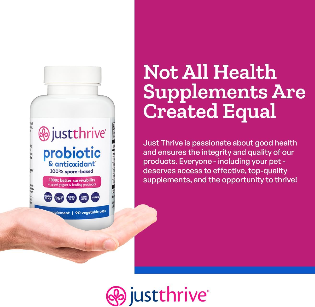 Just Thrive Probiotic &amp; Antioxidant Supplement - Gluten Free, 90 Caps