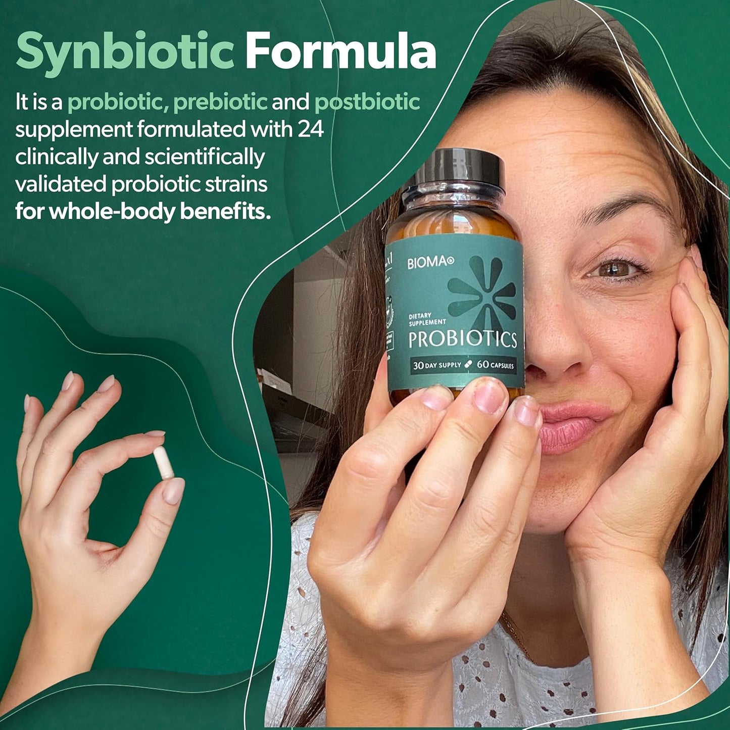 BIOMA Probiotics for Weight Management &amp; Digestive Health, 3 in 1 Gut Health Probiotics  (60 Caps)