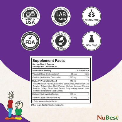 NuBest Tall 10+ Premium Bone Strength Formula | 60 Capsules | 1 Month Supply