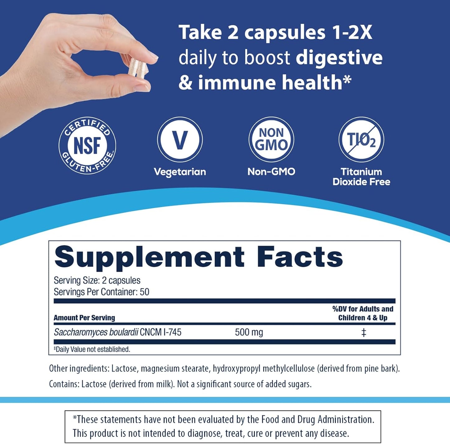 Florastor Probiotics for Digestive and Immune Health, 100 Capsules, Probiotics for Women &amp; Men