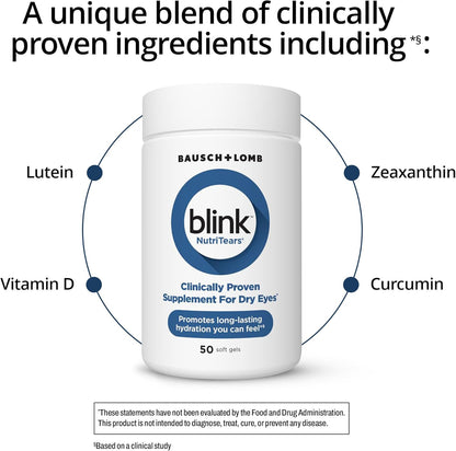 BLINK NutriTears Clinically Proven Supplement for Dry Eyes, 50 Softgels
