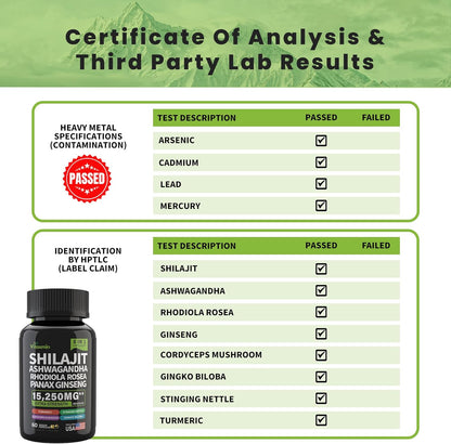Shilajit and Ashwagandha Capsules, 8-in-1 Herbal Multivitamin for Men and Women