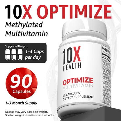 10X Health Optimize Methylated Multivitamin for Men &amp; Women - 90 Capsules