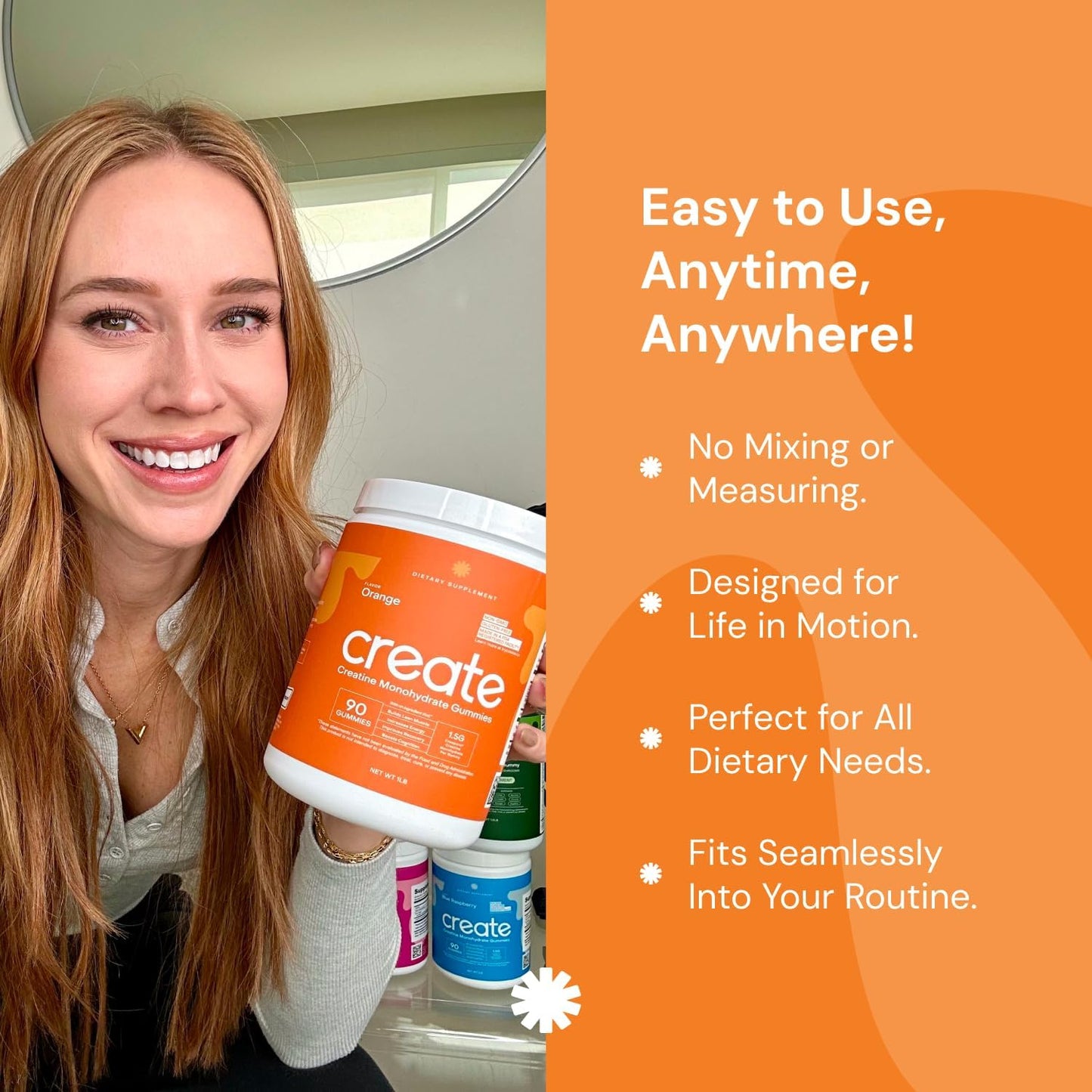 Create Creatine Monohydrate Gummies for Men & Women Orange Flavor