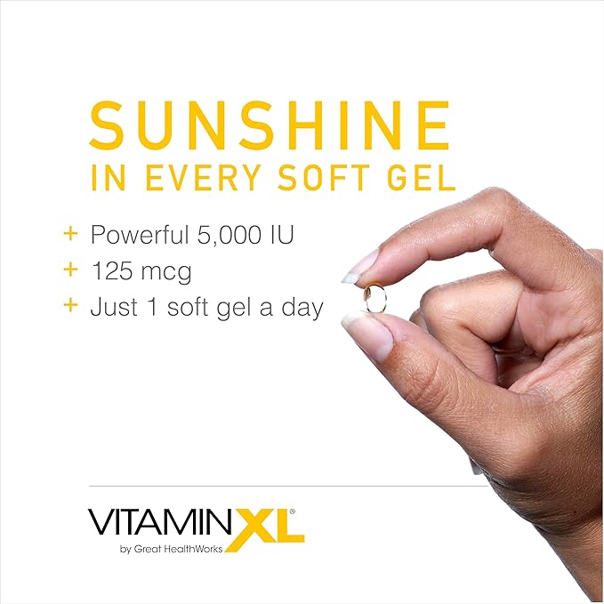 OmegaXL VitaminXL D3 High Potency Daily Vitamin D 5000 IU 125mcg Immune Support Supplement