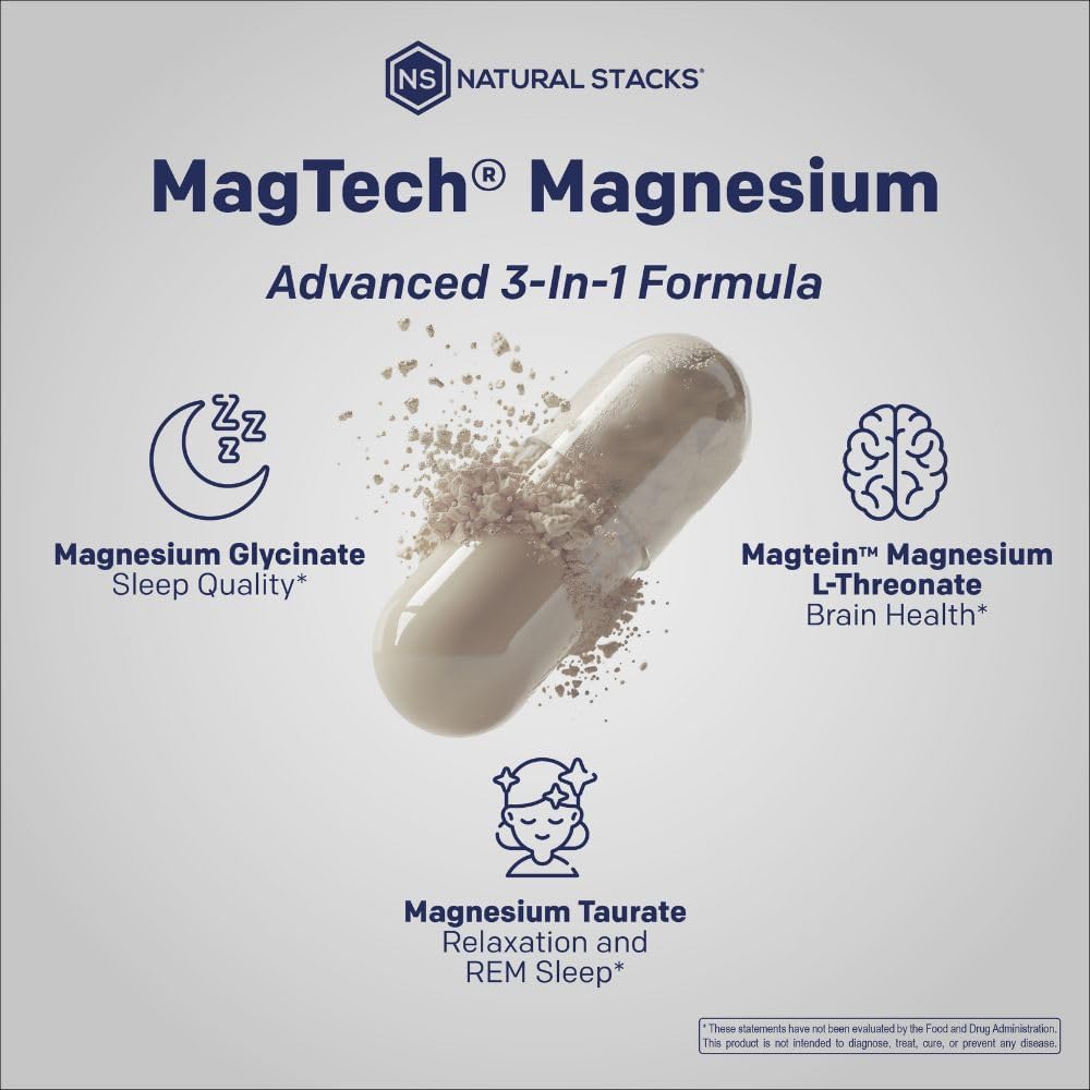 MagTech Magnesium Supplement - Supports Relaxation &amp; Brain Health - 90 Capsules
