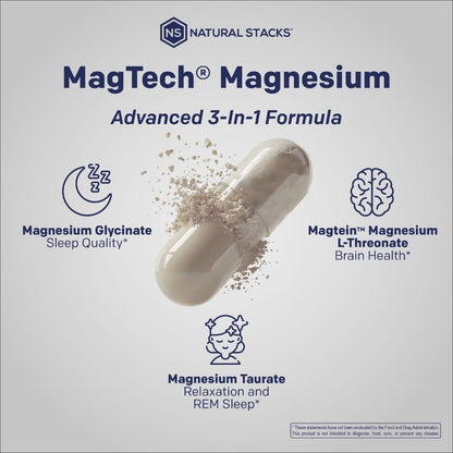 MagTech Magnesium Supplement - Supports Relaxation &amp; Brain Health - 90 Capsules