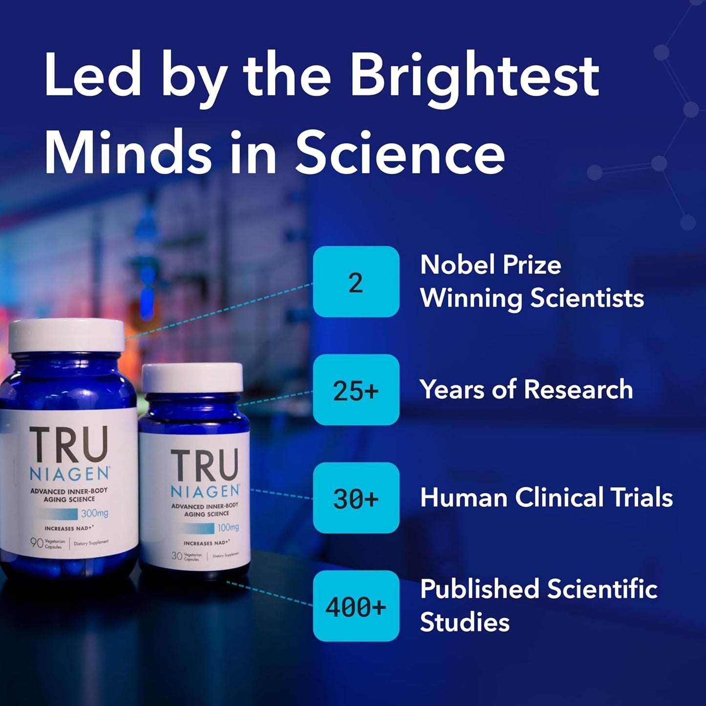 TRU NIAGEN Patented NAD+ Supplement for Anti Aging and Cell Regeneration, 300 mg Niagen, 90 Servings | 1 Bottle