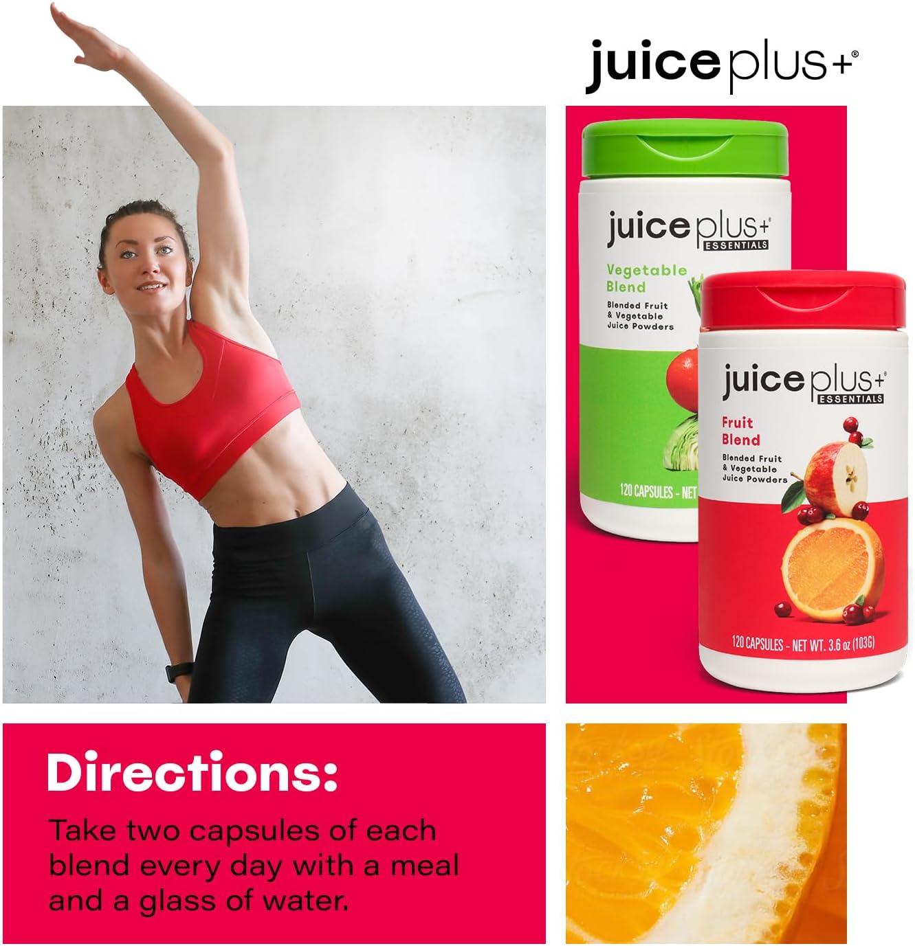 Juice Plus+ Fruit &amp; Vegetable Blend - Fruit and Vegetable Supplement  - 2 Bottles (120 Capsules Each)