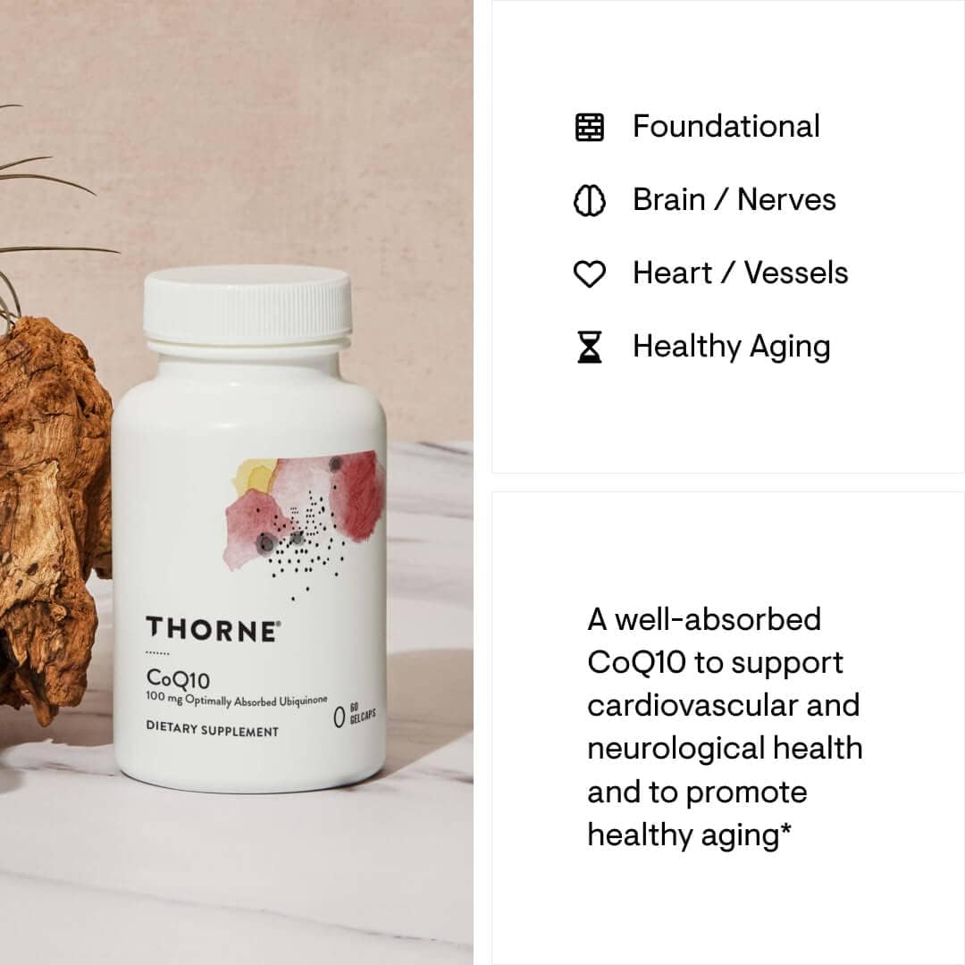 THORNE - CoQ10 (Formerly Q-Best 100)-Free Dietary Supplement Support for Heart Health &amp; Brain Function* - 60 Gelcaps